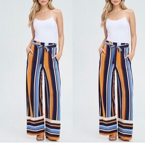 Stripe full length pants